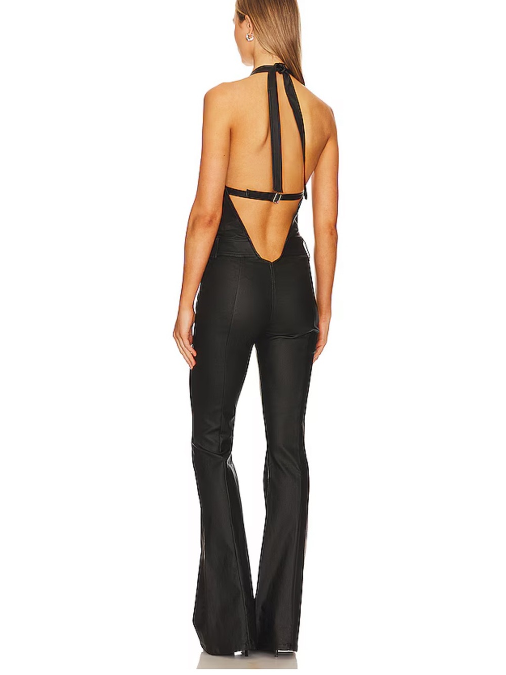 Retrofete Black Halter Jumpsuit with Button Front - Picture 3 of 5